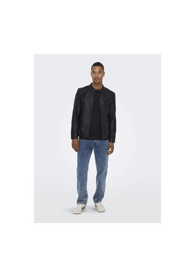 Only & Sons Erkek Siyah Renk Suni Deri Ceket 22011975