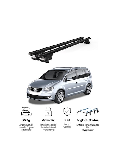 Venüs Volkswagen Touran 2003-2015 Uyumlu Siyah Ara Atkı Port Bagaj Tavan Barı