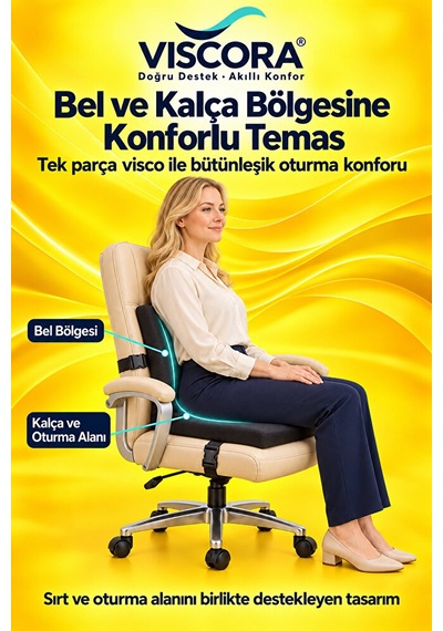 Visco Bel Destek Ve Oturma Minderi Ev, Ofis Ve Araç İçin Tek Parça, Kaymaz Tabanlı Ve Klipsli Siyah