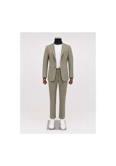 Suit Aydın İtalyan Kesim Spor Takım Elbise Spor Jogger Takım Elbise Jakarlı Kumaş Haki