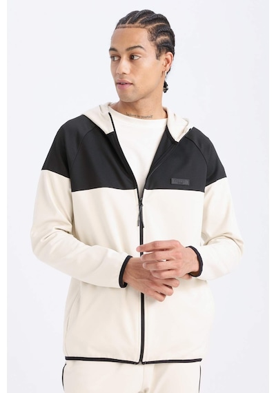 DeFactoFit Standart Fit Kapüşonlu Skuba Dalgıç Kumaş Sporcu Fermuarlı Sweatshirt D7363AX25SPBG721
