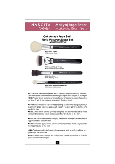 Nascita Artist Serie Çok Amaçlı Fırça Seti Nasbrushset169
