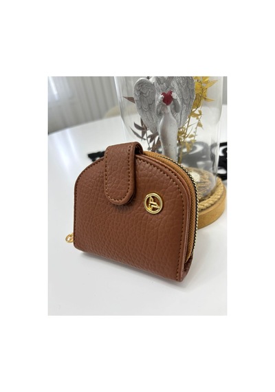 Store Çok Bölmeli Kadın Şık El Çantası Cüzdan Kahverengi