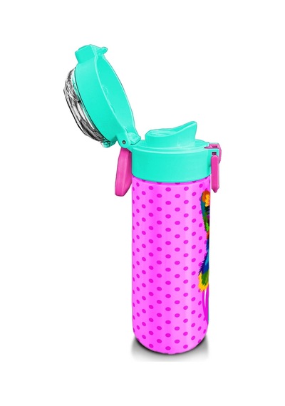 Coral High Kids Pembe Mavi Kedi Desenli Pipetli Ve Direkt İçim Çelik Termos 500 Ml 31842 Pembe - Açık Yeşil