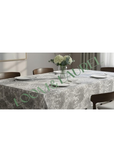 Jakarlı Dokuma Dikdörtgen Masa Örtüsü 160 X 240 Cm Gri Ağırlıklı Diğer