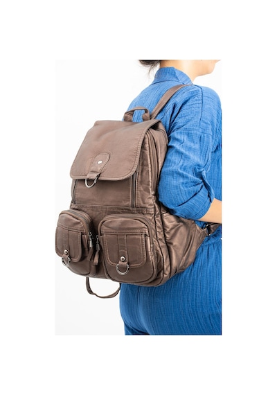 571 Collections Yıkanmış Deri Sırt Çantası Bronz Model: 571-11-11e - Bronz