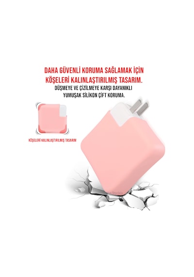 Magsafe Şarj Aleti Silikon Kılıfı Mac Pro Magsafe 1-2 85w Usb-c 87w-96w-140w Uyumlu Pembe