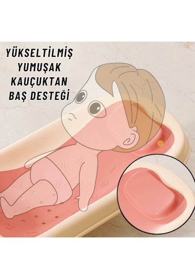 Katlanabilir Silikon Bebek Besleme Ve Yıkama Banyo Oturağı Alt Değiştirme Sehpası Pembe