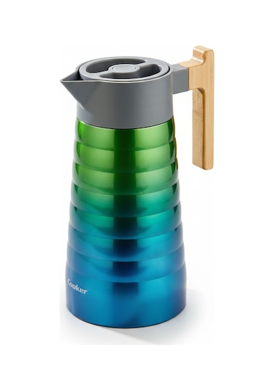 Cooker 2 Litre Çelik Termos Bambu Saplı Mavi Yeşil
