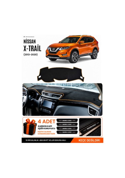 Nissan X-trail 2013-2020 Uyumlu Torpido Örtüsü, Torpido Kılıfı - Siyah Kahverengi