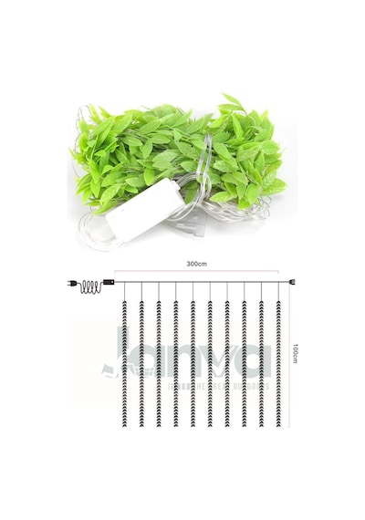 Dekoratif Yapraklı Led Işık 3x1 Metre 180 Led 220v Fişli 3 Modlu Ambiyans Aydınlatma Süs & Dekor Led Günışığı