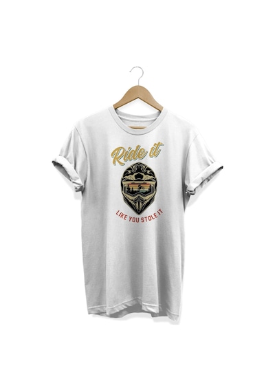 Ride It Baskılı Beyaz T-shirt Beyaz