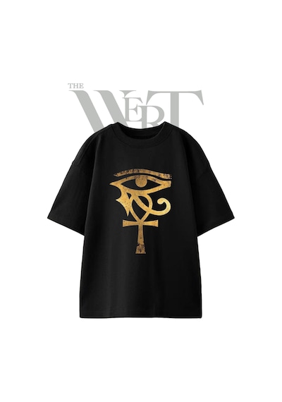 Thewert Horus Gozu Ankh Tasarım Baskılı Ünisex Siyah Oversize T-shirt