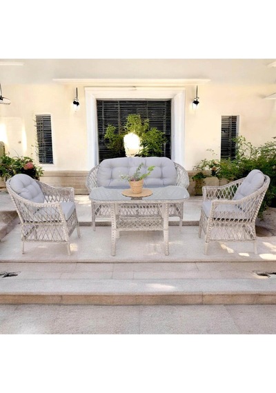 S Collection Ravello X Rattan Üçlü Bahçe Oturma Takımı Gri