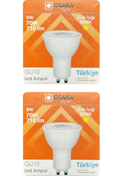 2 Adet Osaka 9w 70w Sarı Işık 3000k Gu10 Duylu Led Çanak Ampul