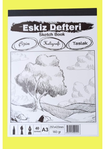 A3 Eskiz Defteri Karakalem Defteri, Kaligrafi