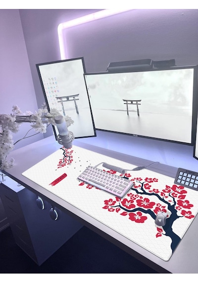 Gaming Sakura Mouse Pad 90x40 Cherry Blossom Mouse Pad Xxl Büyük Oyuncu Mouse Altlığı Kiraz Çiçeği Mousepad Kı