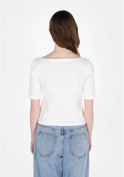 Colins Slim Fit Kadın Beyaz Kısa Kol Tişört Cl1073542 Cl1073542 Q1.v2 Ofw Beyaz