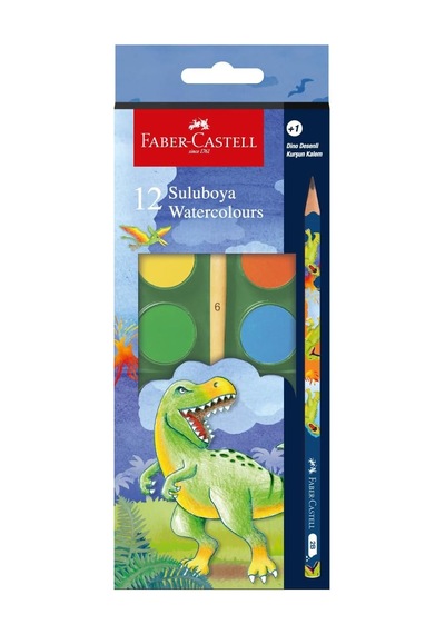 Faber-castell Dino Büyük Boy Suluboya 12'li& 1 Kurşun Kalem Diğer