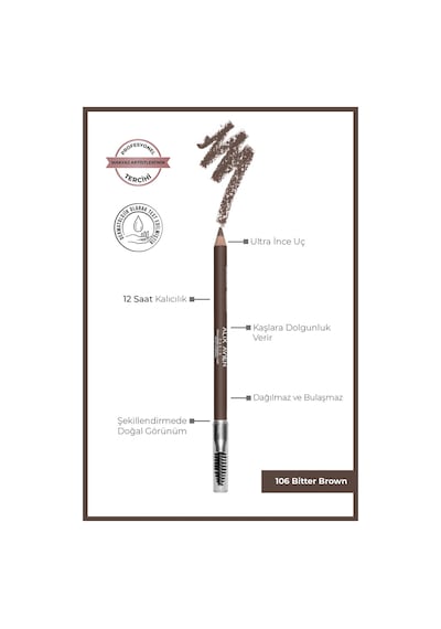 Alix Avien Fırçalı Yumuşak Uçlu Belirginleştirici Kahverengi Kaş Kalemi Eyebrow Expert Powdery Liner 106 Bitter