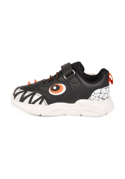 Siyah Cırtlı Işıklı Unisex Çocuk Spor Ayakkabı Stego P Siyah