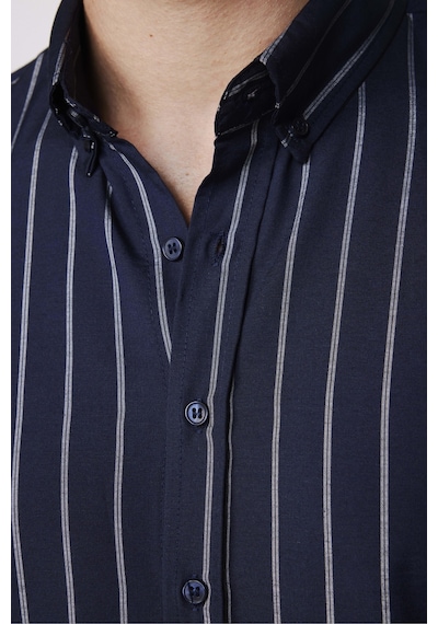 Tudors Slim Fit Düğmeli Yaka Pamuklu Kolay Ütü Çizgili Erkek Gömlek-27794-lacivert Lacivert Tudors Slim Fit Düğmeli Yaka Pamuklu Kolay Ütü Çizgili Erkek Gömlek-27794-lacivert Lacivert