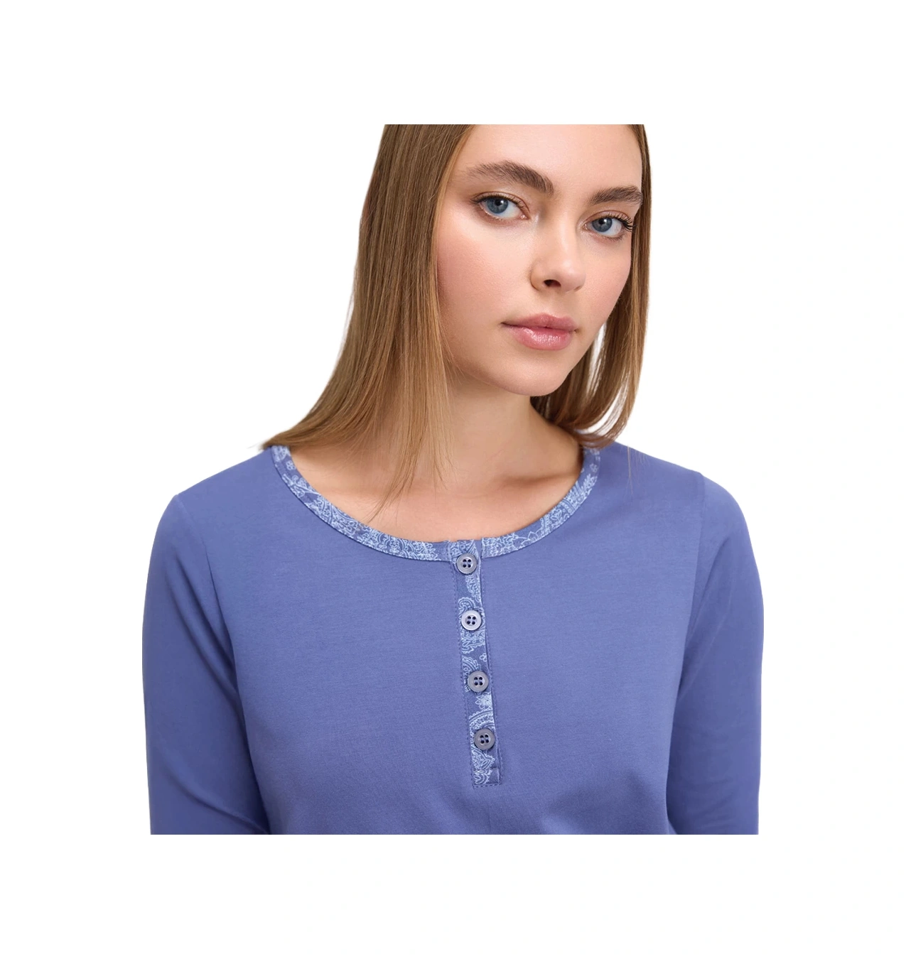 Anıl 11566 Kadın Uzun Kol Kışlık Pijama Takım İndigo