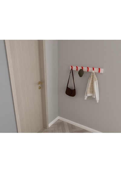 Hepsi3boyutlu Modern Duvar & Kapı Kanca Askılık - 6 Adet Kırmızı Kanca Askılık - Model No : 2 Kırmızı