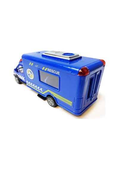 Vardem Metal Çek Bırak Polis Kurtarma Ambulansı - 17 Cm Açılır Kapılı Die-cast Model Araba Çok Renkli