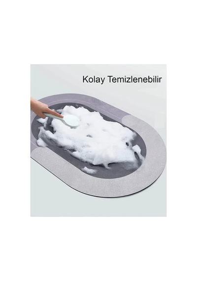 Süper Su Emici Kaymaz Tabanlı Oval Banyo Paspası Diatom Banyo Lavabo Paspası Sihirli Su Emici Diyatom Paspas 60 X 39 Çok Renkli