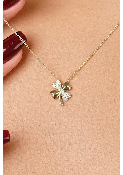 Fiyonk Kuyumculuk 14 Ayar Altın 4 Yapraklı Yonca Kolye 001