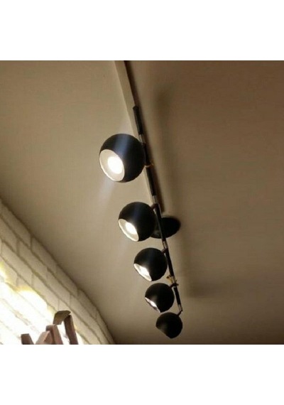 Rsylight Retro Siyah 180 Derece Hareketli Modern Spor 5 Li Led Spot Avize Günışığı Ampullü