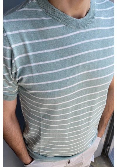 Cool Tarz Erkek Su Yeşili Kısa Kollu Fitilli Akrilik-pamuk Karışımlı Triko T-shirt Su Yeşili Su Yeşili Cool Tarz Erkek Su Yeşili Kısa Kollu Fitilli Akrilik-pamuk Karışımlı Triko T-shirt Su Yeşili Su Yeşili