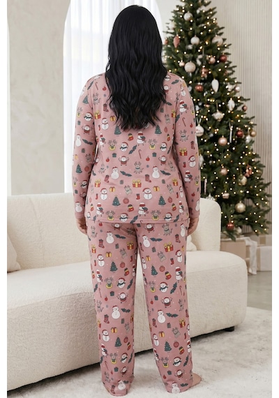 Siyah İnci Pamuklu Likralı Büyük Beden Battal Boy Örme Pijama Takım 26240929 Çok Renkli Siyah İnci Pamuklu Likralı Büyük Beden Battal Boy Örme Pijama Takım 26240929 Çok Renkli