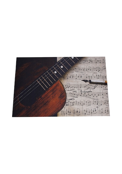 Gitar Ve Notalar Desenli Kauçuk Kapı Önü Paspası