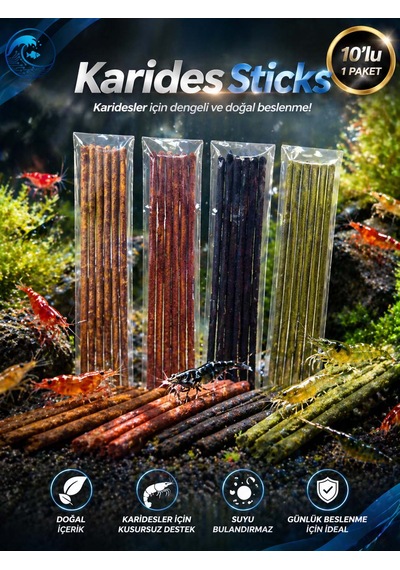 Aqua Expert Karides Sticks Karides Yemi 10 Lu Paket Doğal Besleyici Çubuk Yem Özel Formül