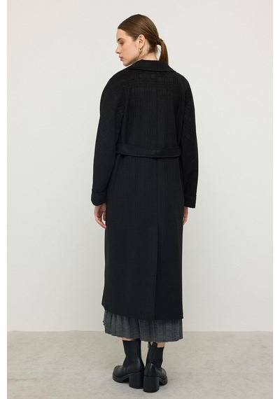 Olcay Torba Cepli Kendinden Desenli Oversize Limited Edition Kaban Siyah 3140