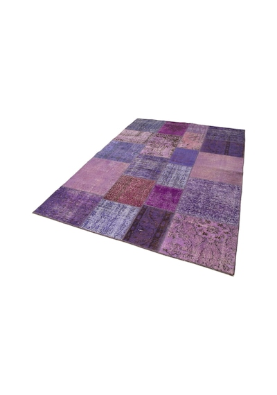 Bespoky Mor Patchwork Vintage Salon Halısı El Dokuma