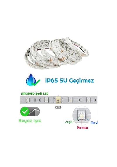 Exeo Wifi Rgb 3 Çipli Şerit Led Işık Silikonlu Su Geçirmez 5 Mt