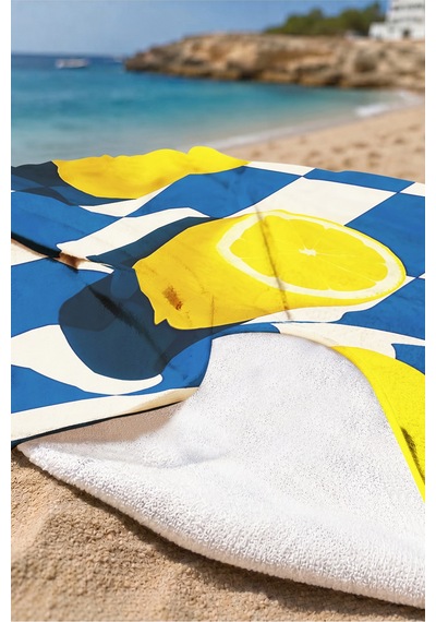 Limon Damalı Mavi Beyaz Plaj Havlusu - Akdeniz Modern Sarı Lacivert Hızlı Kuruyan Mikrofiber Havlu Dumanlı Akasya Limon Damalı Mavi Beyaz Plaj Havlusu - Akdeniz Modern Sarı Lacivert Hızlı Kuruyan Mikrofiber Havlu Dumanlı Akasya