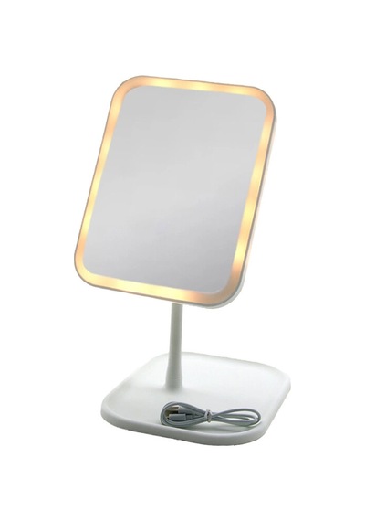 Dikdörtgen 7 Inc Ledli - Usb Şarjlı Makyaj Aynası 90 Açı Ayarlı Takılı Ayak Renkli Pls İ11-017 Bx40