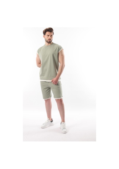 Madmext Mint Yeşili Sıfır Kol Erkek Şort T-shirt Takım E7308 Mint Yeşili Mint