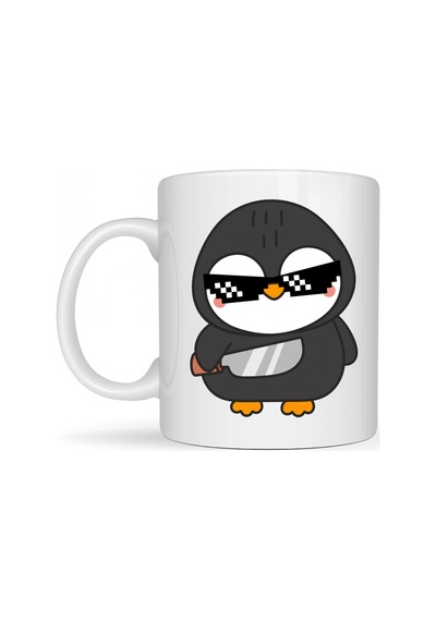 Havalı Penguen Tasarımlı Porselen Kupa Model 88 Eğlenceli, Cool & Enerjik Kahve Kupası Çok Renkli