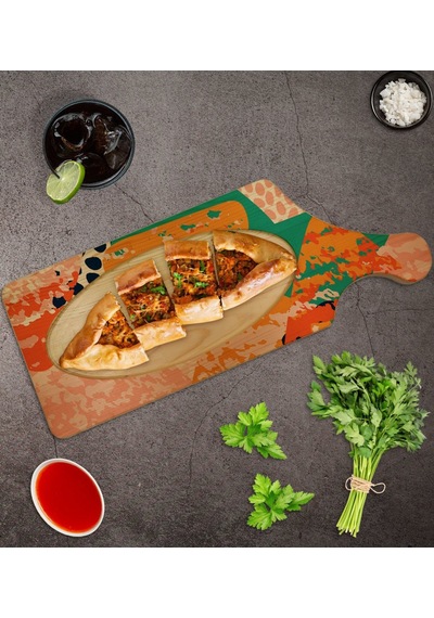 Bk Gift Modern Art Tasarımlı Dikdörtgen Şeklinde Doğal Ahşap Servis Ve Sunum Tabağı Model 1