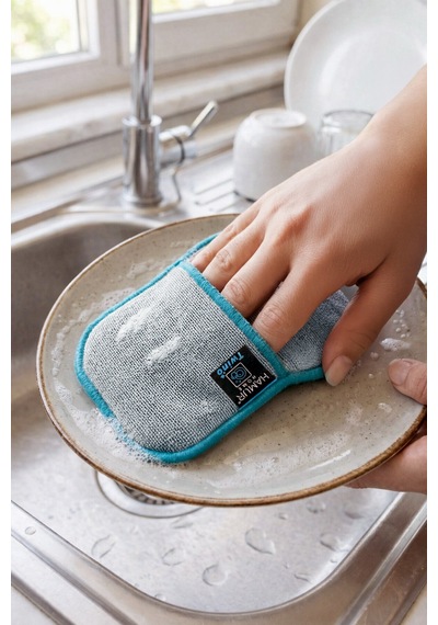 Twino 3'lü Bulaşık Süngeri Ultra Güçlü Sert Mutfak Ocak Teli Zor Kir Ovma Mikrofiber Temizlik Bezi