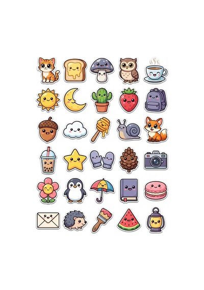 Sevimli Hayvanlar Chibi Sticker Seti 150 Adet - 5'li Mega Paket No69 - Laptop Defter Ajanda Çok Renkli