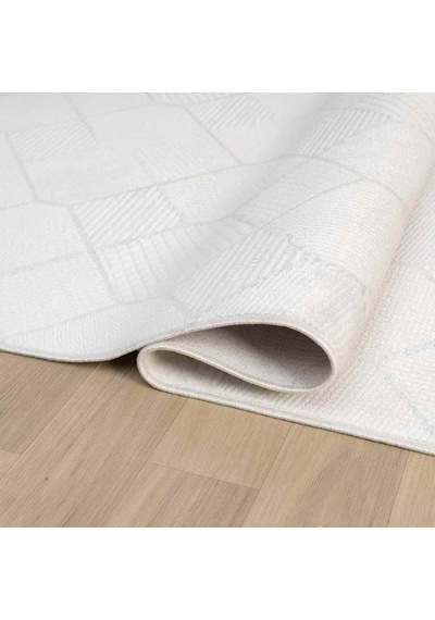 Beyaz Gri Bej Altıgen Geometrik Modern Halı - Ng15501gs