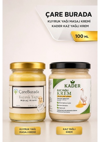 Çareburada Kuyruk Yağlı Krem 100 Ml + Kader Kaz Yağlı Krem 210 Ml