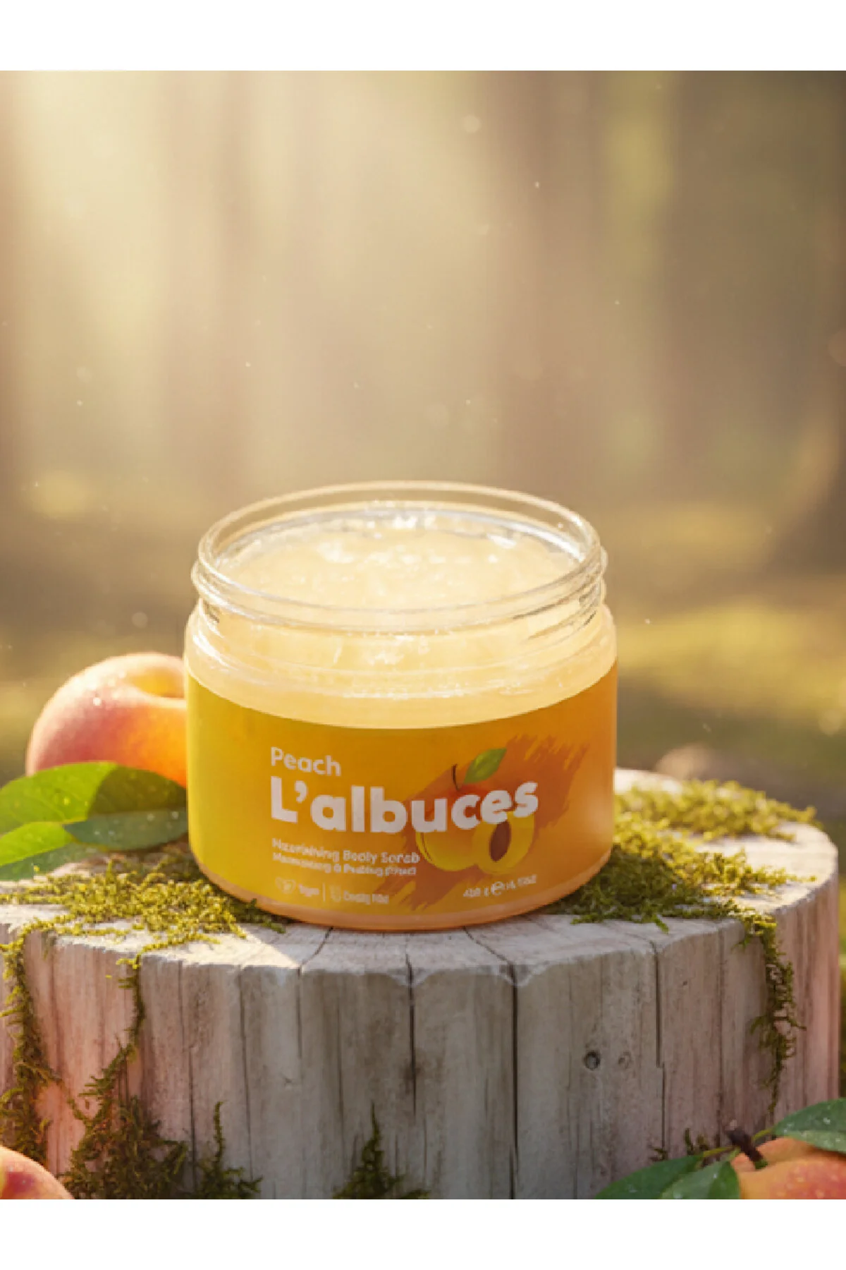 Peach Body Scrub 400gr Vegan, Temiz İçerikli, Şeftali Kokulu Pürüzsüz Cilt Bakımı