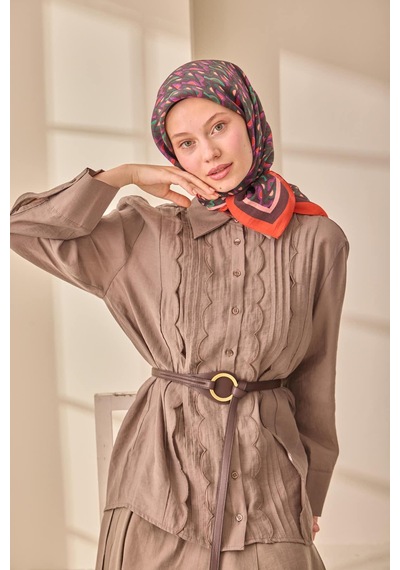 Silk Home Aura Eşarp 140006-07 Mercan, Acı Kahve, Zümrüt Yeşili, Mor